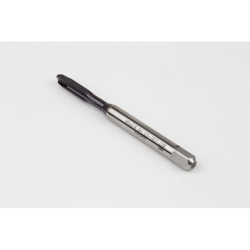 M5x0.8 M HSS-PM Spiral Point Tap, 6mm Shank x 15mm Thread Length, 3XD, Plug, 3 Flute, 6H, TiAlN Coated
