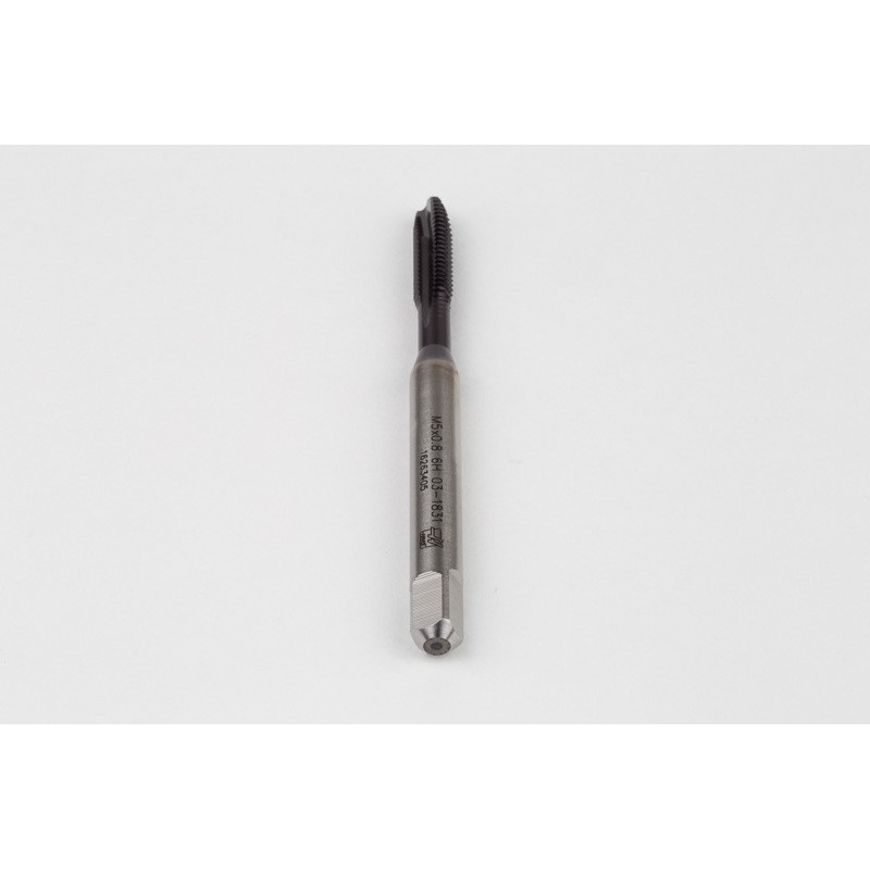 M5x0.8 M HSS-PM Spiral Point Tap, 6mm Shank x 15mm Thread Length, 3XD, Plug, 3 Flute, 6H, TiAlN Coated