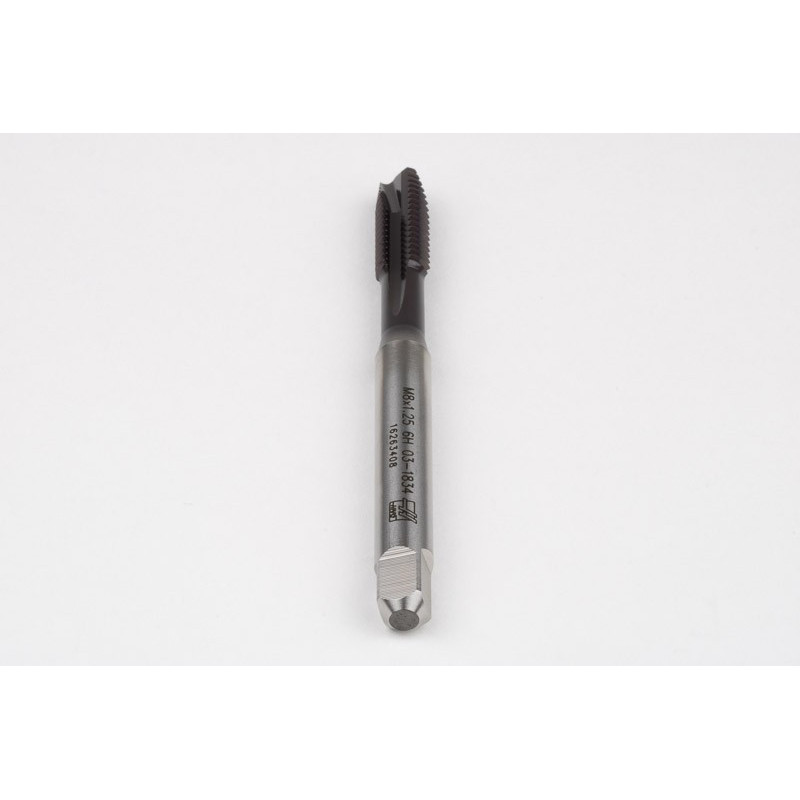 M8x1.25 M HSS-PM Spiral Point Tap, 8mm Shank x 20mm Thread Length, 3XD, Plug, 3 Flute, 6H, TiAlN Coated