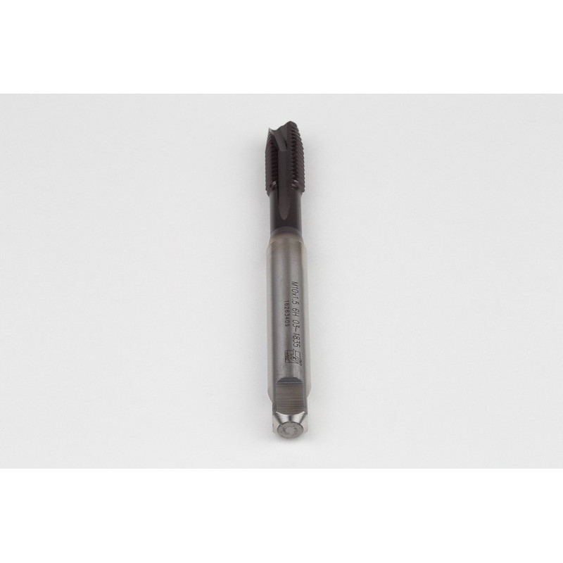 M10x1.5 M HSS-PM Spiral Point Tap, 10mm Shank x 22mm Thread Length, 3XD, Plug, 3 Flute, 6H, TiAlN Coated