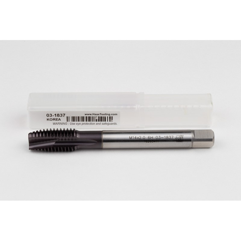 M14x2.0 M HSS-PM Spiral Point Tap, 11mm Shank x 26mm Thread Length, 3XD, Plug, 3 Flute, 6H, TiAlN Coated