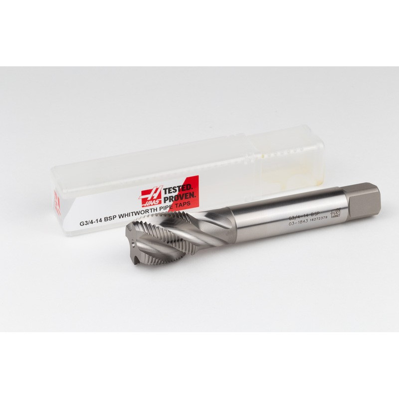 3/4"-14 G (BSPP) Straight HSS-E Pipe Tap, 20mm Shank x 28mm Thread Length, 4 Flute, Uncoated