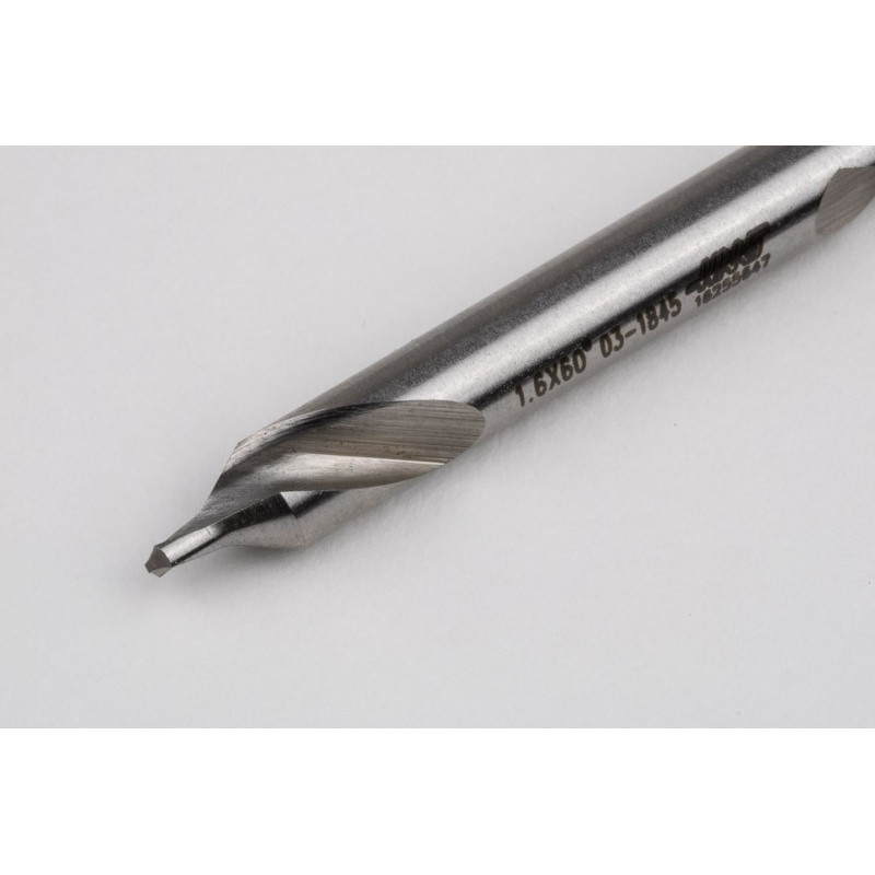 1.6mm Ø HSS Center Drill, 4mm Shank x 35.5mm Overall Length x 60° Point Angle, Double End