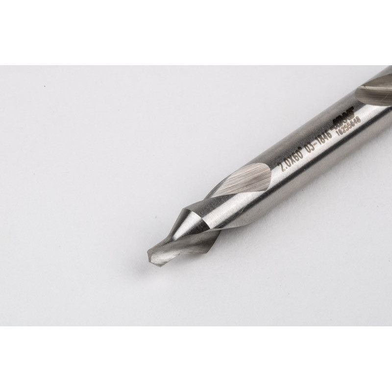 2mm Ø HSS Center Drill, 5mm Shank x 40mm Overall Length x 60° Point Angle, Double End