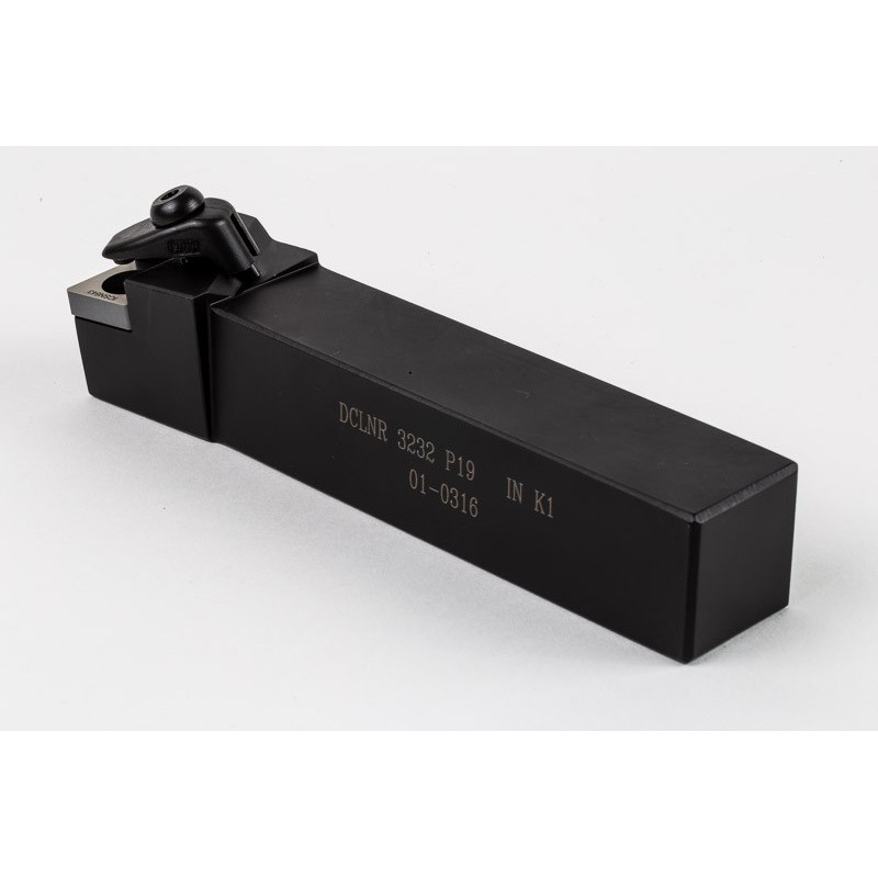 DCLNR3232-P19, 32mm Square Steel Shank External (OD) Turning Tool, Right-Hand, Double Clamp-Lock