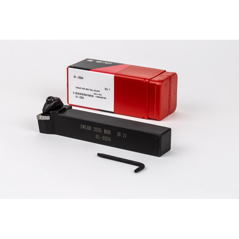 DWLNR2525-M08, 25-міліметровий токарний інструмент для зовнішнього (OD) різця з квадратним сталевим хвостовиком, правий, з подвійним затискачем та фіксатором