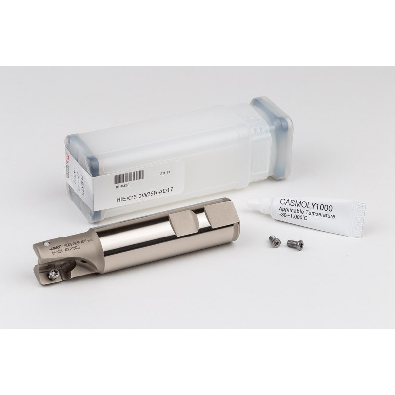 HIEX, 25mm Ø Indexable End Mill, 25mm Shank x 90° Lead Angle x 115mm Overall Length, 2 Flute, TSC