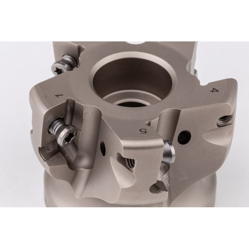 HPSM, 50mm Ø Shell Mill, 22mm Pilot Bore x 90° Lead Angle, 5 Flute, Positive/Positive Geometry, TSC