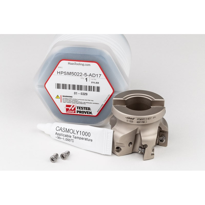 HPSM, 50mm Ø Shell Mill, 22mm Pilot Bore x 90° Lead Angle, 5 Flute, Positive/Positive Geometry, TSC