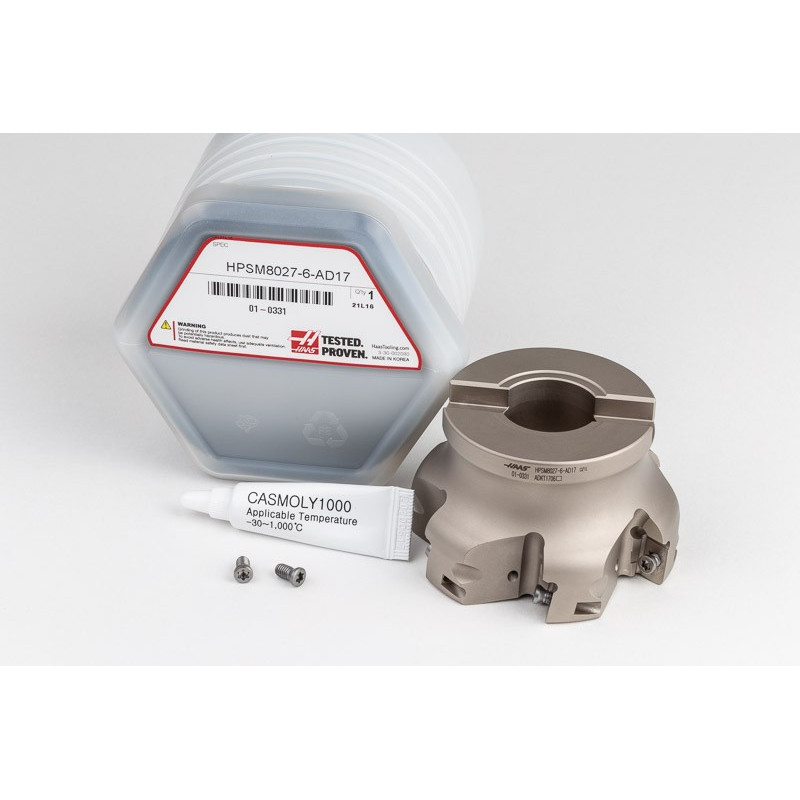 HPSM, 80mm Ø Shell Mill, 27mm Pilot Bore x 90° Lead Angle, 6 Flute, Positive/Positive Geometry, TSC