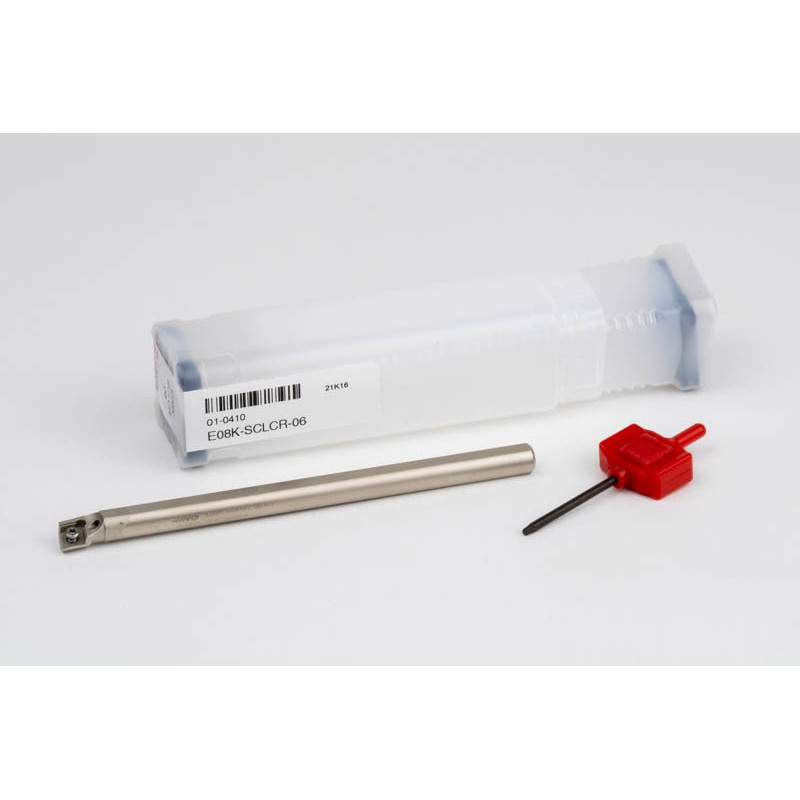 E08K-SCLCR-06, твердосплавний розточувальний оправка для внутрішнього (ID) різання з хвостовиком Ø 8 мм, права, гвинтове кріплення, подача охолодження крізь інструмент