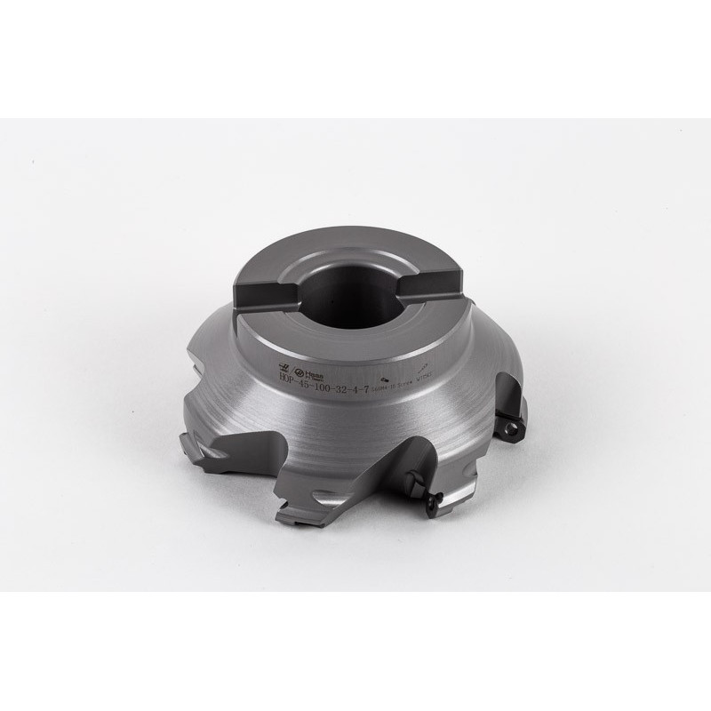 HOP, насадний фрезер Ø 100 мм, напрямний отвір 32 мм x кут нахилу 45°, 7 зубців, позитивна/позитивна геометрія