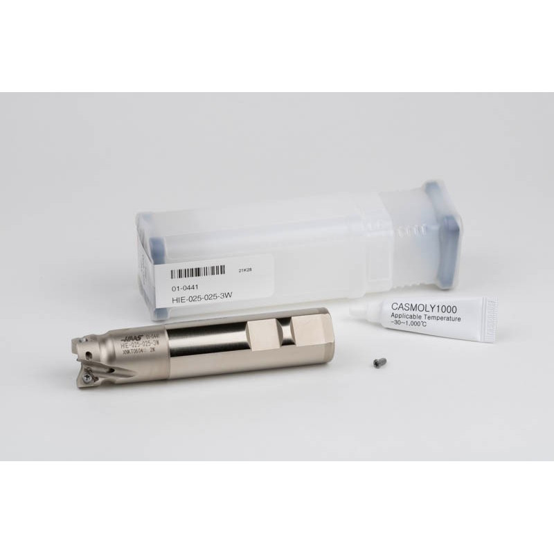 HIE, 25mm Ø Indexable End Mill, 25mm Shank x 90° Lead Angle x 115mm Overall Length, 3 Flute, TSC