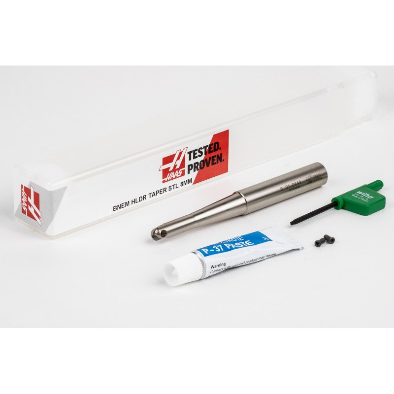 8mm Diameter Indexable Ball End Mill, 12mm Tapered Steel Shank x 110mm Overall Length x 25mm Head Length, 1 Insert