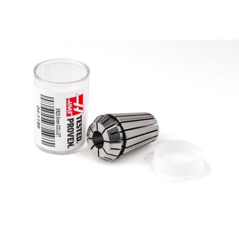 ER20 8mm Straight-Bore Collet, 8 - 7mm Clamping Range