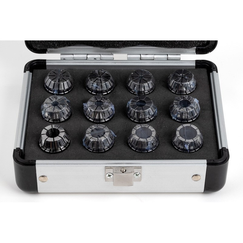 12-Piece, ER20 Straight Bore Collet Set, 1mm - 12mm