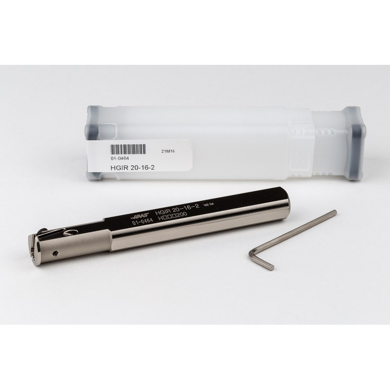 HGIR20-16-2, 16mm Ø Steel Shank Internal (ID) Grooving Bar, Right-Hand, Insert Size 2, Through-Tool Coolant