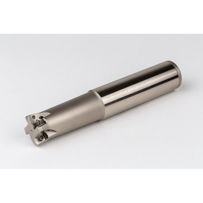 HEHF, 25mm Ø Indexable End Mill, 25mm Shank x 10° Lead Angle x 140mm Overall Length, 4 Flute, TSC