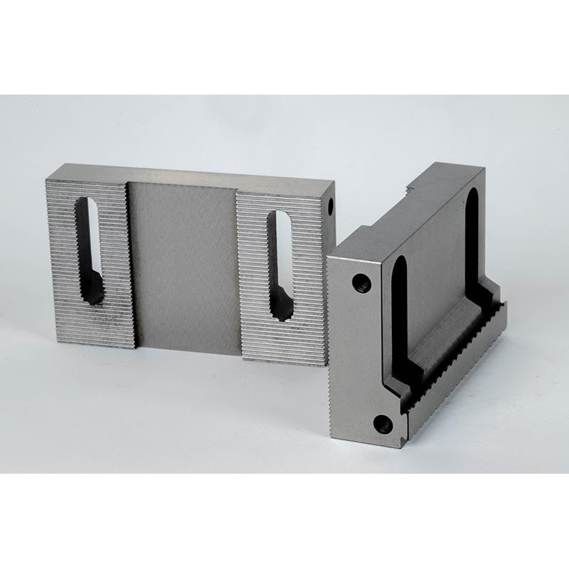 Hard Steel 100mm (4") Non-Machinable Serrated Self-Centering Air Vise Jaws