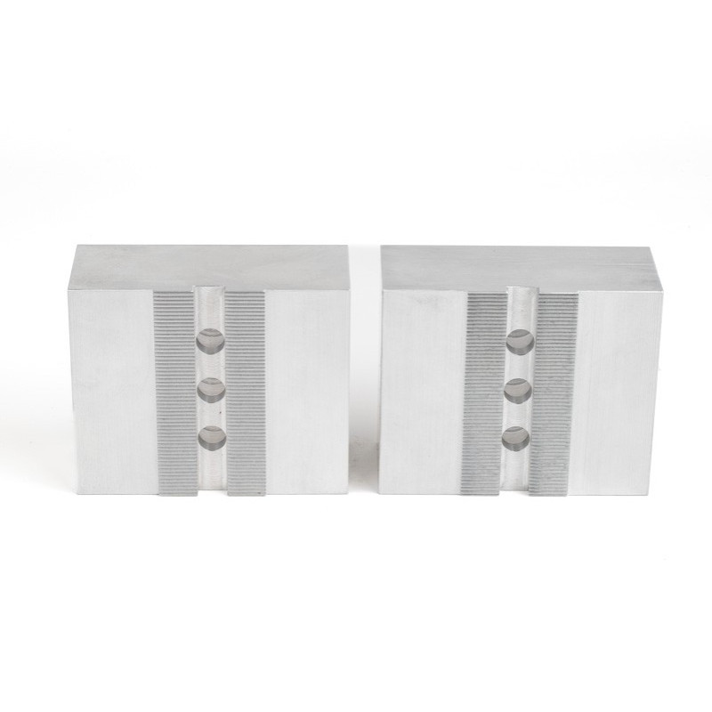 Aluminum 4" (100mm) Machinable Self-Centering Hydraulic Vise Jaws - Haas 6" (150mm) Chuck Vise