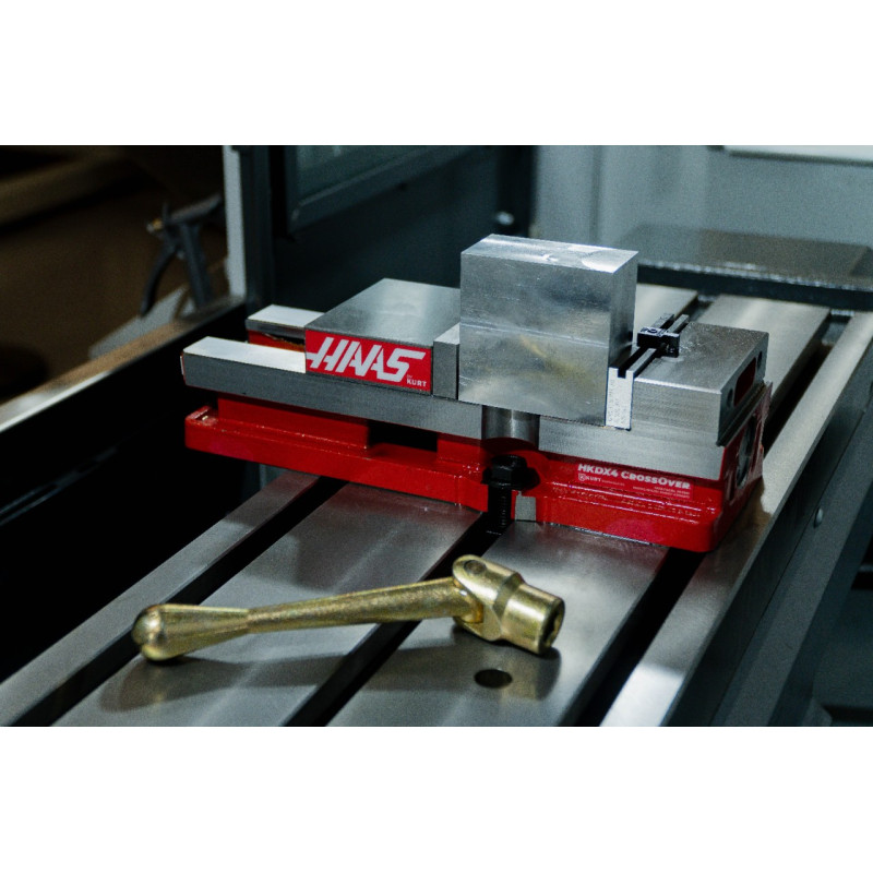 100mm (4") Single-Station Fixed-Jaw Vise, 165mm (6-1/2") Opening, Flange Style, Haas Workholding by Kurt