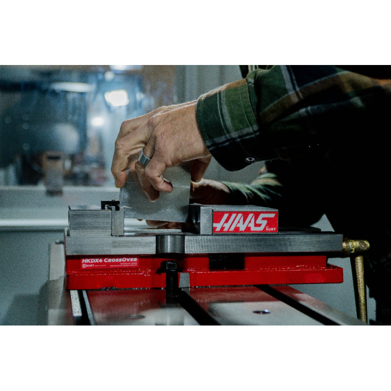 100mm (4") Single-Station Fixed-Jaw Vise, 165mm (6-1/2") Opening, Flange Style, Haas Workholding by Kurt