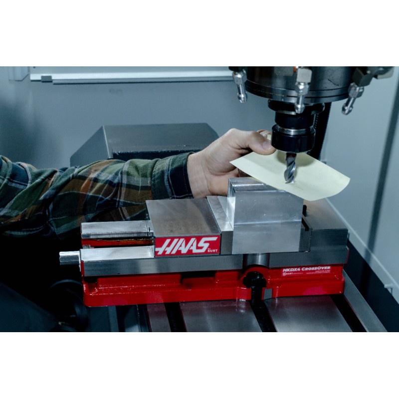 100mm (4") Single-Station Fixed-Jaw Vise, 165mm (6-1/2") Opening, Flange Style, Haas Workholding by Kurt