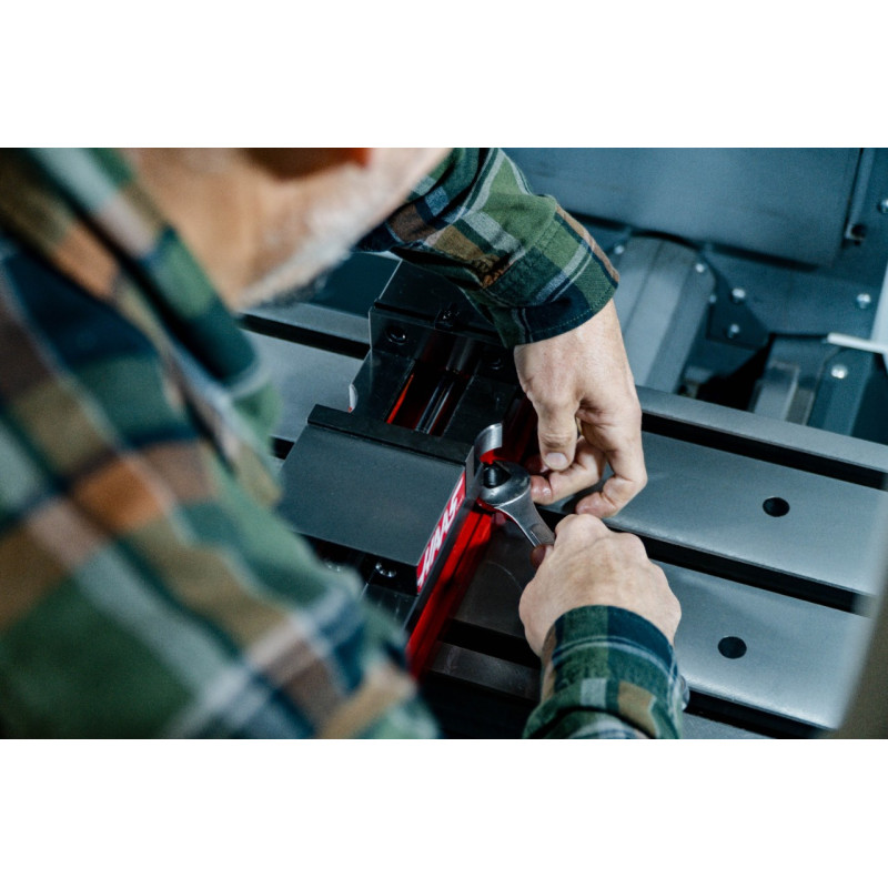 100mm (4") Single-Station Fixed-Jaw Vise, 165mm (6-1/2") Opening, Flange Style, Haas Workholding by Kurt