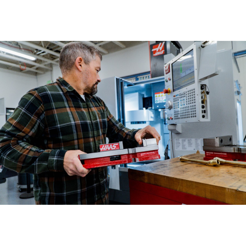 100mm (4") Single-Station Fixed-Jaw Vise, 165mm (6-1/2") Opening, Flange Style, Haas Workholding by Kurt