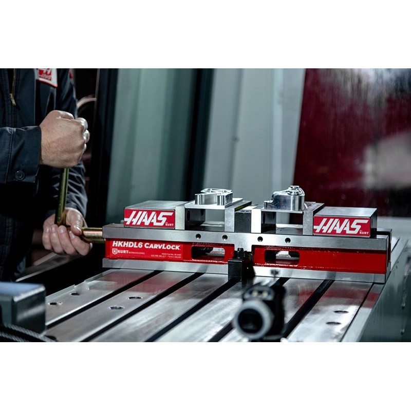 Двопозиційні лещата з фіксованою кулачкою 150 мм (6 дюймів), отвір 100 мм (4 дюйми), затиск Haas від Kurt