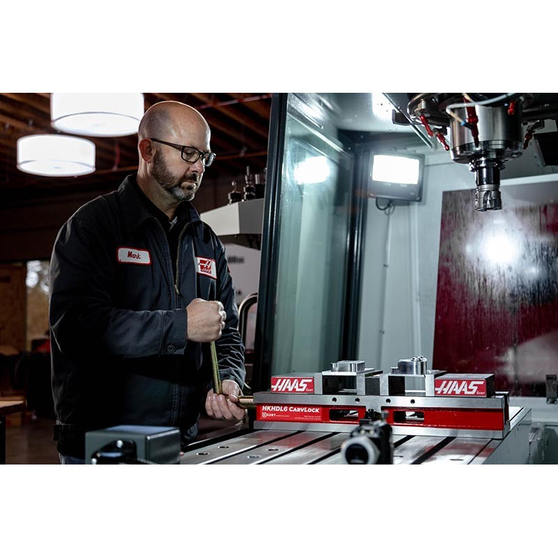 Двопозиційні лещата з фіксованою кулачкою 150 мм (6 дюймів), отвір 100 мм (4 дюйми), затиск Haas від Kurt