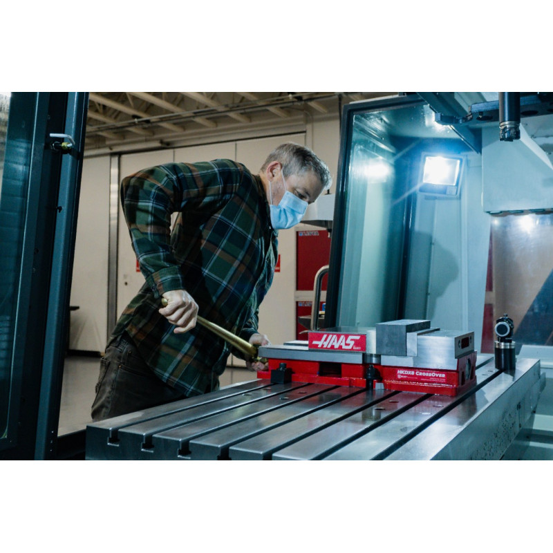 200mm (8") Single-Station Fixed-Jaw Vise, 265mm (10-1/2") Opening, Flange Style, Haas Workholding by Kurt