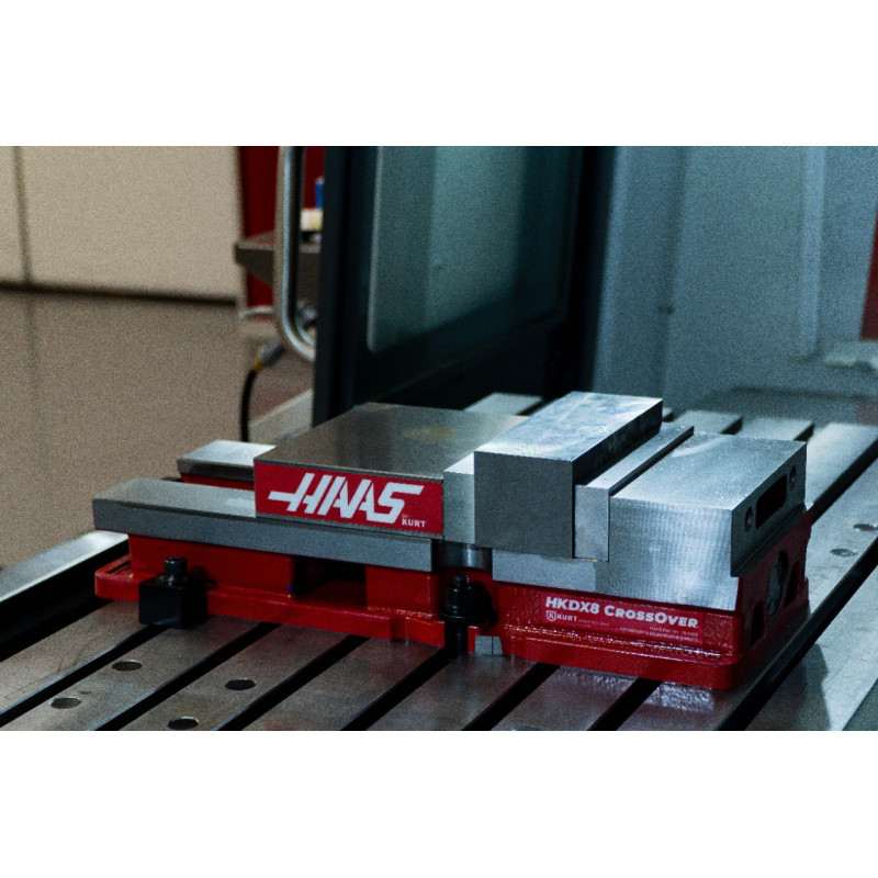 200mm (8") Single-Station Fixed-Jaw Vise, 265mm (10-1/2") Opening, Flange Style, Haas Workholding by Kurt