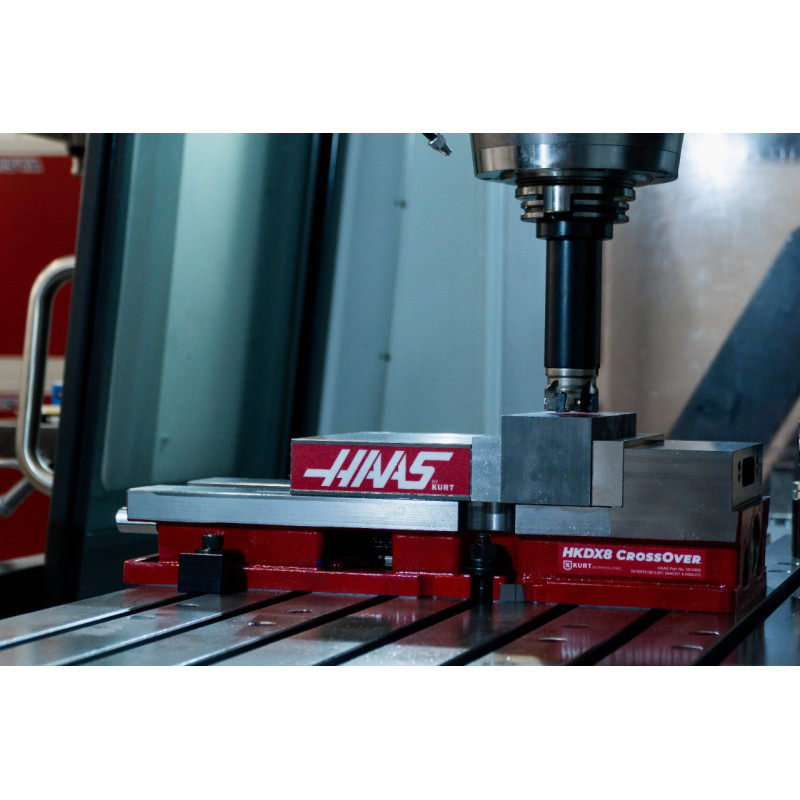 200mm (8") Single-Station Fixed-Jaw Vise, 265mm (10-1/2") Opening, Flange Style, Haas Workholding by Kurt