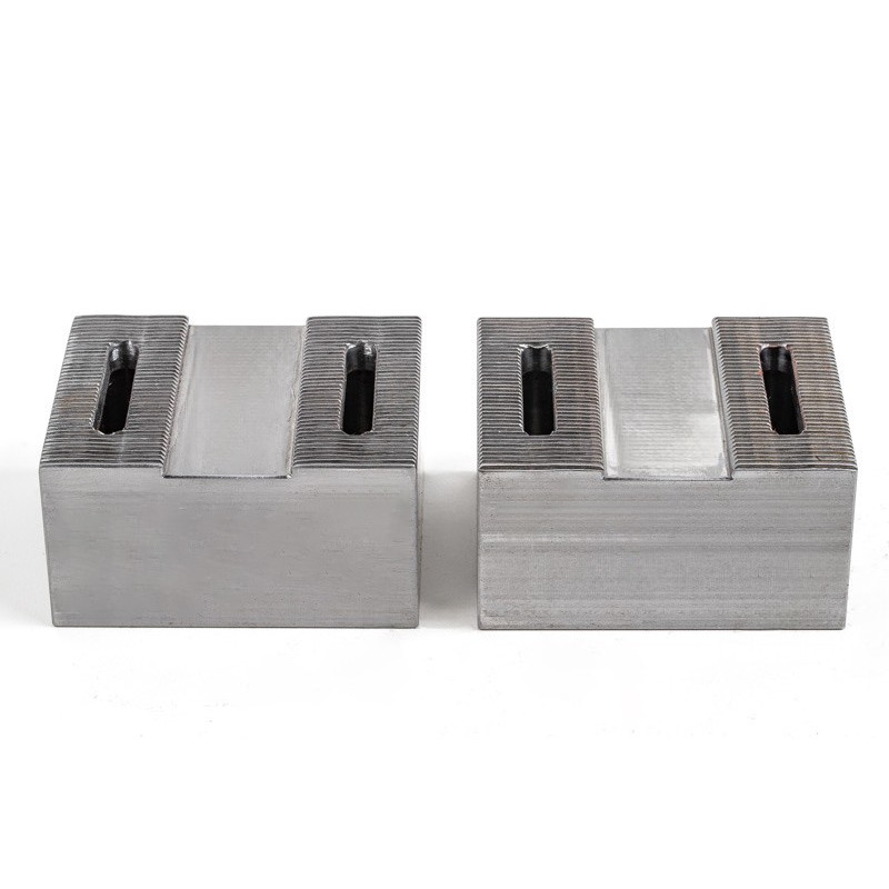 Soft Steel 75mm (3") Machinable Self-Centering Air Vise Jaws, Serrated