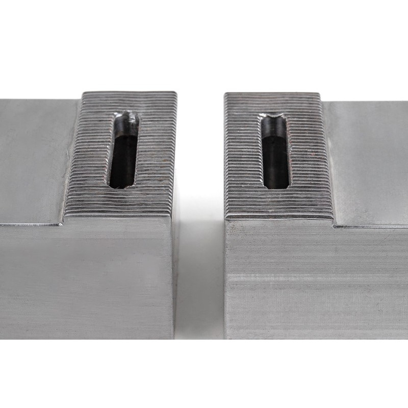 Soft Steel 75mm (3") Machinable Self-Centering Air Vise Jaws, Serrated