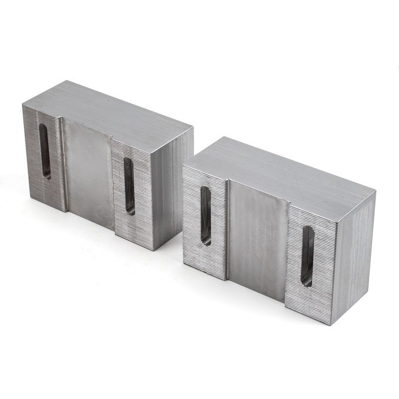 Soft Steel 150mm (6") Machinable Self-Centering Air Vise Jaws, Serrated