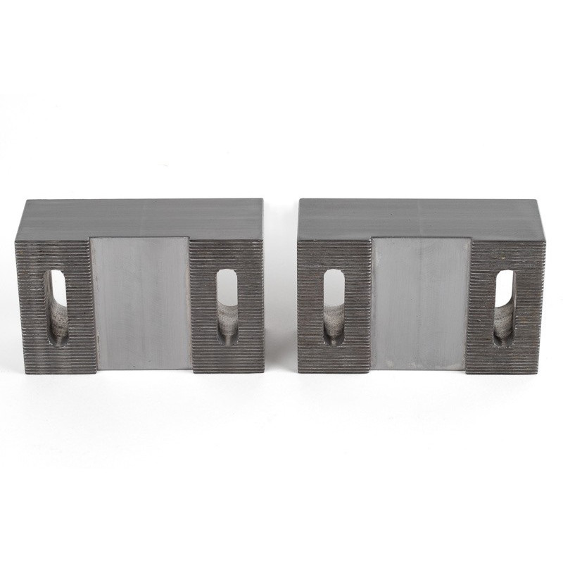 Soft Steel 100mm (4") Machinable Self-Centering Air Vise Jaws, Serrated