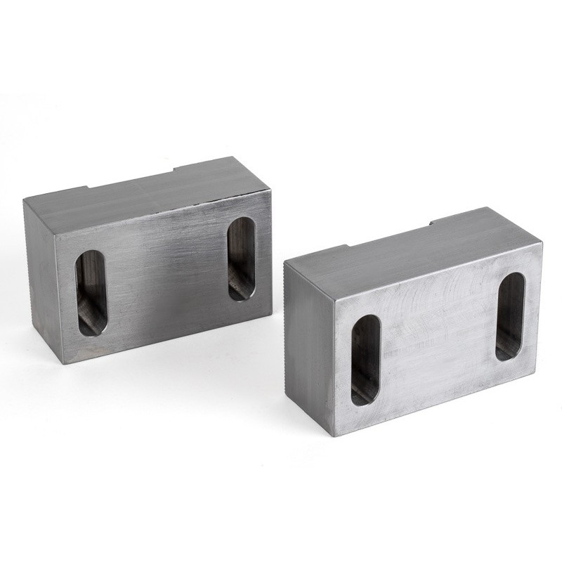Soft Steel 100mm (4") Machinable Self-Centering Air Vise Jaws, Serrated