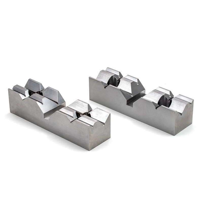 Hard Steel 8" (200mm) Non-Machinable V-Groove Vise Jaws