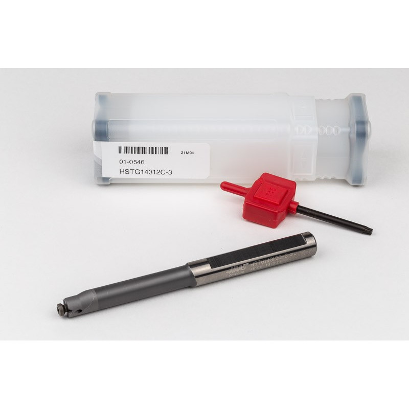 HSTG14312C-3, 12mm Ø Carbide Shank Small Internal (ID) Grooving/Threading Bar, Insert Size 5, Through-Tool Coolant