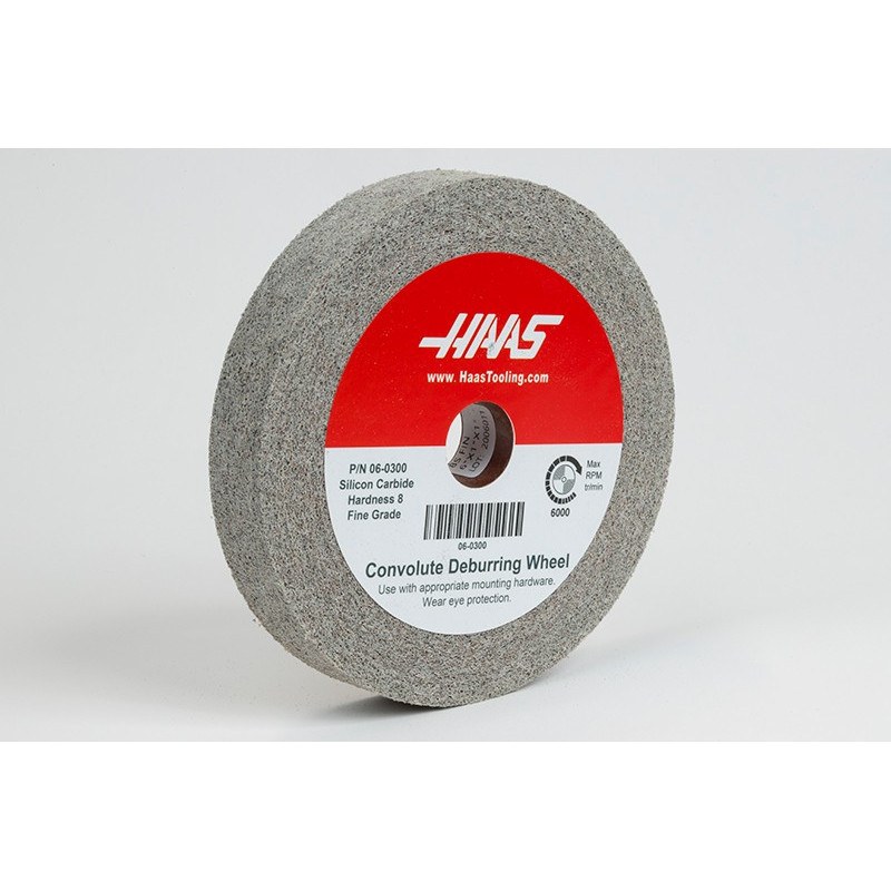 6" Haas Deburr Wheel, 1" Width x 1" Bore, Silicon Carbide, Density 8, Fine-Grade