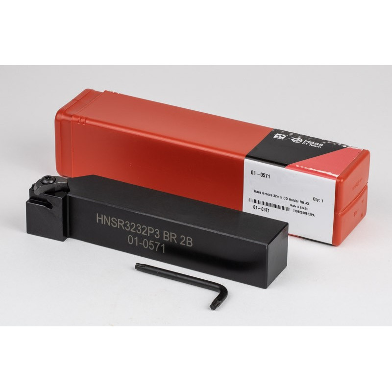 HNSR3232P3, 32mm Square Steel Shank External (OD) Haas Notch Grooving/Threading Tool, Right-Hand, Insert Size 3