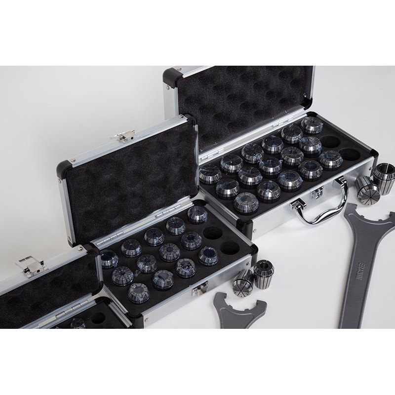 46-Piece, Metric ER Straight Bore Collet Kit; ER16, ER25, and ER32