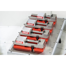 Pack of 4, 100mm (4") Single-Station Fixed-Jaw Vise, 165mm (6.5") Opening, Flange Style, Haas Workholding by Kurt