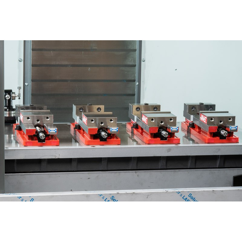 Pack of 4, 100mm (4") Single-Station Fixed-Jaw Vise, 165mm (6.5") Opening, Flange Style, Haas Workholding by Kurt