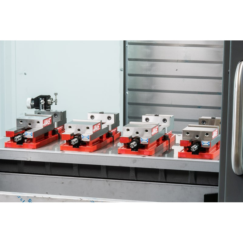 Pack of 4, 100mm (4") Single-Station Fixed-Jaw Vise, 165mm (6.5") Opening, Flange Style, Haas Workholding by Kurt