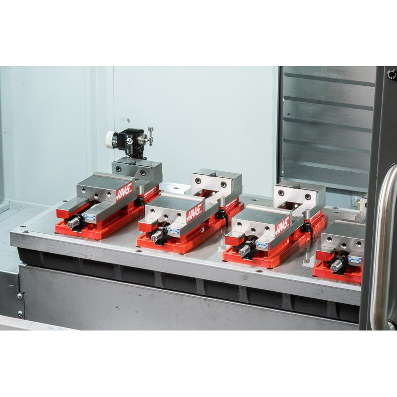 Pack of 4, 100mm (4") Single-Station Fixed-Jaw Vise, 165mm (6.5") Opening, Flange Style, Haas Workholding by Kurt