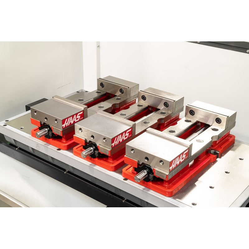 Pack of 3, 150mm (6") Single-Station Fixed-Jaw Vise, 230mm (9") Opening, Flange Style, Haas Workholding by Kurt