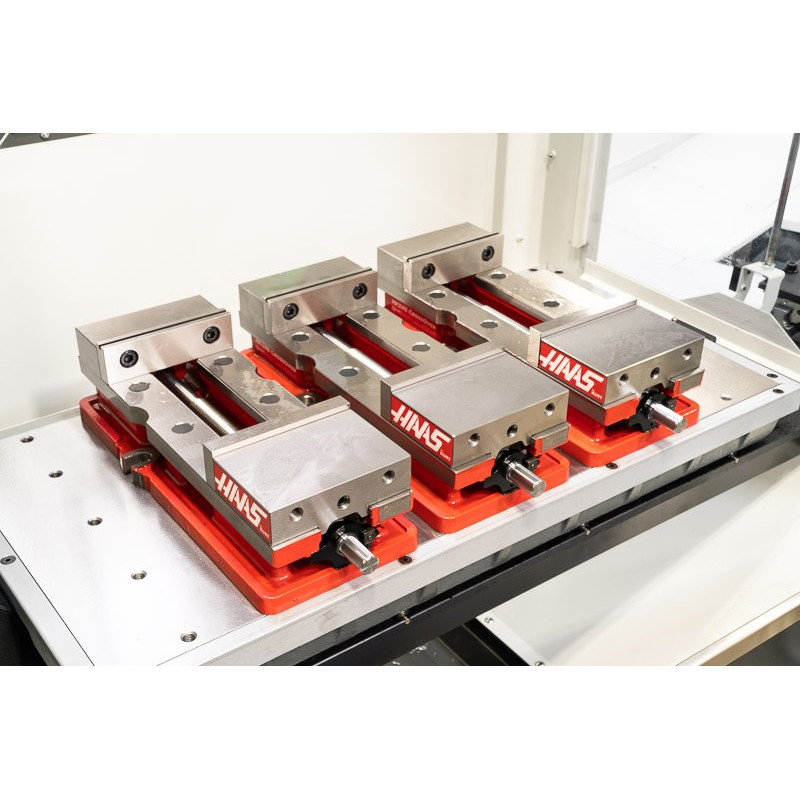 Pack of 3, 150mm (6") Single-Station Fixed-Jaw Vise, 230mm (9") Opening, Flange Style, Haas Workholding by Kurt